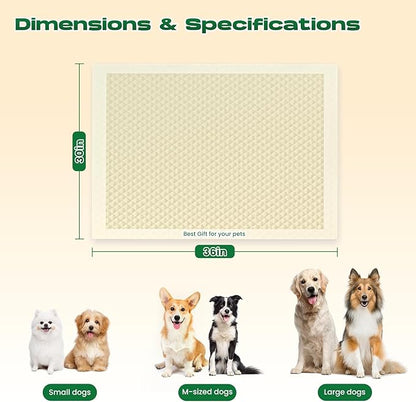 DOGGO DOUG Puppy Pads 50 Count Small 30x36in Bamboo Training Pads Deodorizing Leakproof Quick Drying Dog Pee Pads Super Absorbent Disposable Pee Pads for Dogs with Adhesive Tabs
