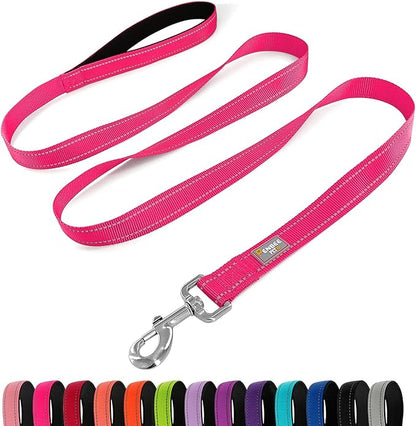 Dog Leash 6 FT Padded Handle Nylon Reflective Dogs Leashes for Small Dogs Hot Pink