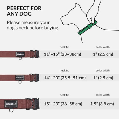 Heavy Duty Dog Collar for Large or Medium Dogs, Adjustable Strong Dog Collar for Active Dogs, Double-Layered Nylon (Rust, 14-20)
