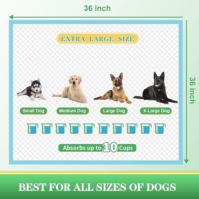 DEEP DEAR Dog Pee Pads Extra Large, 36"x36" Puppy Pads for Training, Leak-Proof Pee Pads for Dogs, Super Absorbent Puppy Potty Pads, Disposable Pet Pads for Puppies, Cats, Rabbits (30-Count)