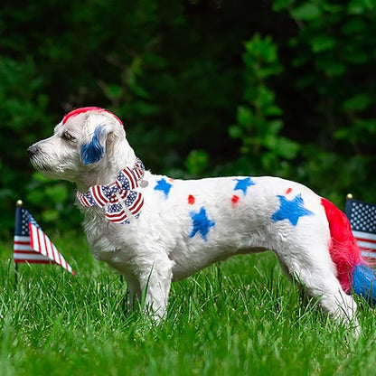 UP URARA PUP Patriotic Dog Collar with Bow Tie, 4th of July Bowtie Dog Collar, American Flag Collar for Puppy Boy Girl Dog or Cat, Comfortable Summer Bowtie Collar with Metal Buckle, XS