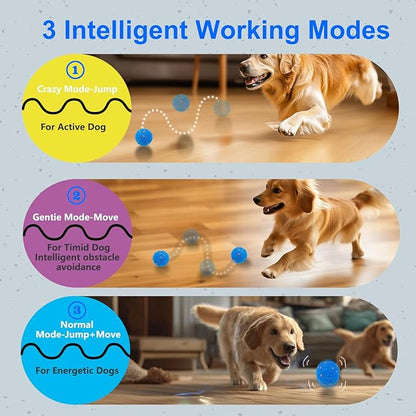 Interactive Dog Ball, Automatic Moving, Bouncing Chew Toys, Wicked Balls with 3 Modes, E-TPU Vibrating Dog Ball for Medium and Large Dogs, IP54 Waterproof, Birthday Gifts for Dogs(Blue)