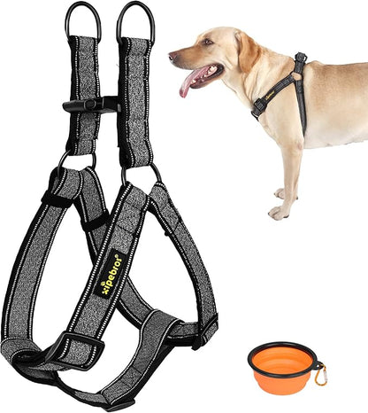 Xipebros No Pull Dog Harness with Reflective Adjustable,Stops Pets from Pulling and Choking On Walks for Large Dogs (Black, XXL)
