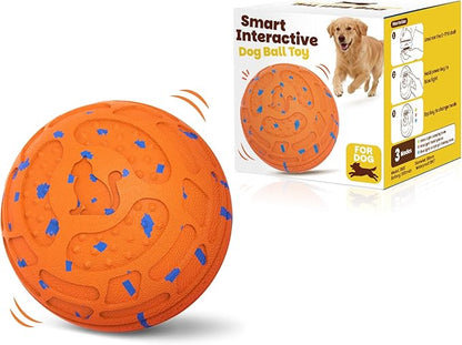 Smart Interactive Dog Toy Ball – Automatic Moving, Bouncing & Rolling, 3 Modes, Chew-Proof E-TPU Shell, Waterproof, Rechargeable,Dog Ball for Medium and Large Dogs, Orange