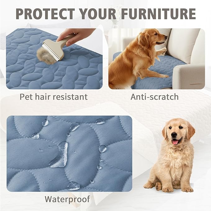Ameritex Pet Bed Cover Dog Bed Blanket for Sofa and Furniture Waterproof New Pattern Design (52x82 Inch, Light Blue)