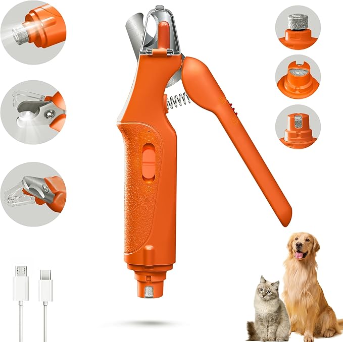 CATPICK 2-in-1 Cat Nail Clippers & Dog Nail Clippers Trimmers for Large Medium Small Dogs Cats Claw Trimmer Quick Sensor and Safety Guard USB Rechargeable with 2 LED Lights Dogs Nail Trimmer