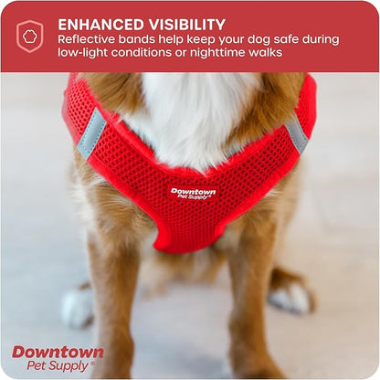 Downtown Pet Supply Step-in Dog Harness – No Pull, Adjustable Padded Mesh with Reflective Trim, Secure Buckle Strap – Comfortable & Breathable Small Dog Harness, Large, Red