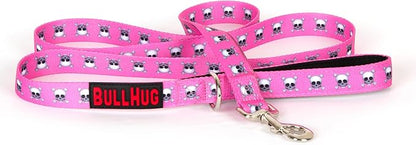 BULLHUG 6 FT Bulldog Leash with Padded Handle. Perfect for French Bulldogs, Pugs & All Breeds. Leash for Walking, Training Lead (Pink Skull)