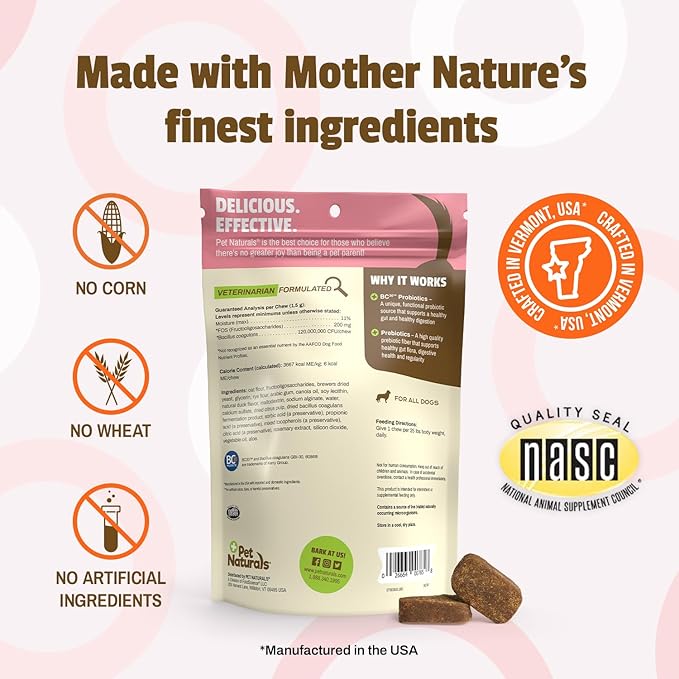 Pet Naturals Daily Probiotic Soft Chews for Dogs, Digestive and Immune Support Supplement, 1 Billion CFU Per Chew, Duck, 160 Count