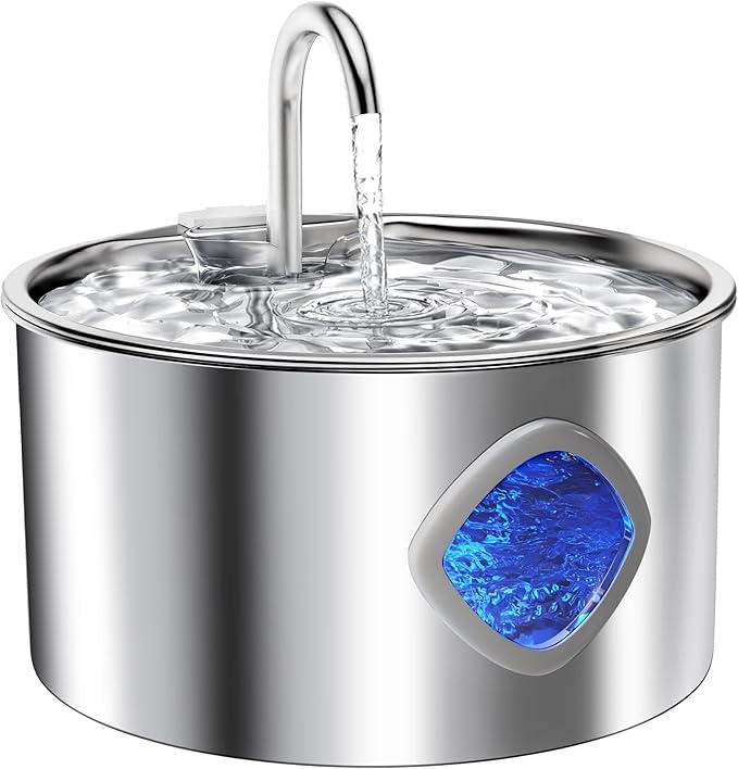 Cat Water Fountain Stainless Steel: 108oz/3.2L Cat Fountain for Drinking - Pet Water Fountains for Cats Indoor - Dog Water Bowl Dispenser - Pets Feeding & Watering Supplies - for Small Animals