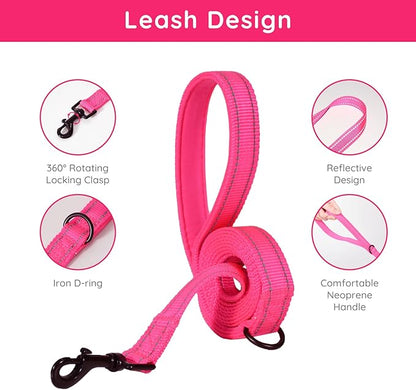 BELLA & PAL Step in Vest Harness for Small and Medium Dogs, No Pull Small Dog Harness with Leash Set, Comfortable Air Mesh Dog Vest Harness with Reflective Strip (Hot Pink, L)