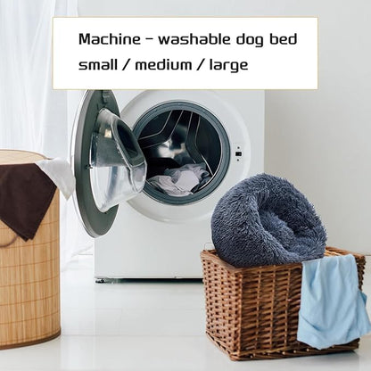 Comfort Donut Dog Bed for Small Dogs, Cat Bed & Pet Bed for Indoor Use, Medium Size with Soft Plush, Round Dog Beds for Large Dogs and Cats (Gray, 36''Lx36''Wx8''Th)