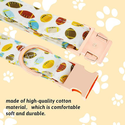 Dog Collar and Leash Set Girls Adjustable Puppy Collars with Floral Bow Tie for Small Medium Large Female Dogs, Rugby, M
