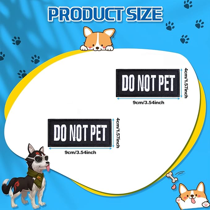 2 PCS Service Dog Patches with Removable Tactical Hook Loop Embroidered in Training Patch Do Not Pet Working Dog Patch for Vest Harnesses Collars Leashes