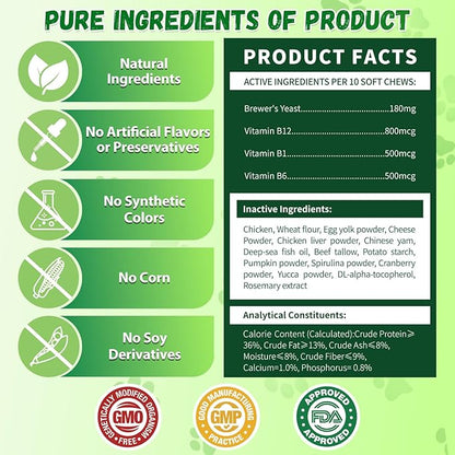 Flea and Tick Prevention for Cats – 500 Crunchy & Creamy Chews, Cat Flea Chewables with Skin & Coat Support – Oral Supplement for All Breeds & Ages – Natural Chicken Flavor