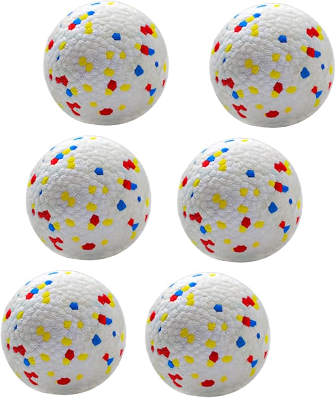 Dog Balls 2.5 Inch, Indestructible Dogs Tennis Balls 6 Pack for Aggressive Chewers, Durable Bouncy Floating Interactive Dog Toys for Large and Medium Dogs, Packed in Mesh Bag (ETPU Material)