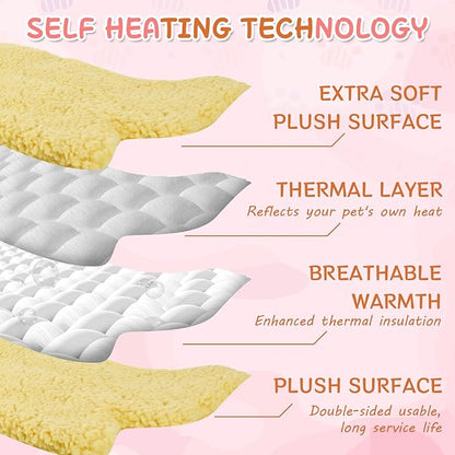 BrightRow 3 Pack Self Warming Pet Bed Leaf Shape Self Heating Cat Dog Mat Washable Thermal Sleeping Pad for Indoor Outdoor Hedgehog, Bunny, Sugar Glider, Rat, Chinchilla(Mixed Colors,Small-16 x20)