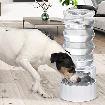 RIZZARI Large Gravity Water Dispenser: 8L Auto-Refill Stainless Steel Dog Water Feeder with Triple Filter - No Spill and BPA-Free - for Large or Active Dogs & Multi-Dog Households - Porch - Garden