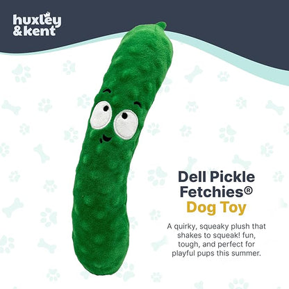 Huxley & Kent Funny Dog Toy w/Squeaker – Power Plush Squeaky Dog Toys for Small, Medium & Large Dogs – Soft Stuffed Animal for Indoor Play & Fetch - Fetchies® Dell Pickle, Small