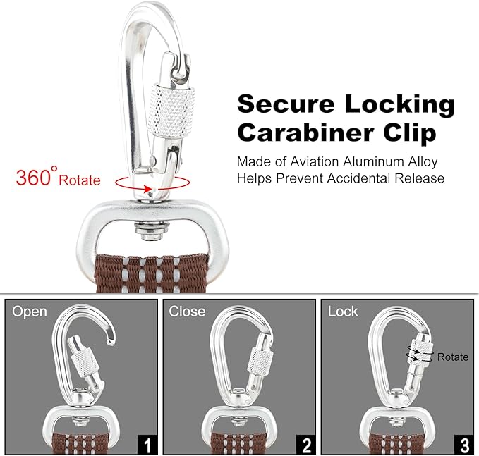 Plutus Pet Heavy Duty Dog Leash with Lockable Aluminum Carabiner, 4/6 Feet Long, Double-Sided Reflective Nylon, Padded Handle, for Puppy, Small, Medium and Large Dogs (Chocolate, 1" x 6')