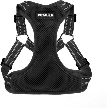Best Pet Supplies Voyager Adjustable Step-in Flex Breathable Mesh Dog Harness for Small Medium Large Dogs (Black), L