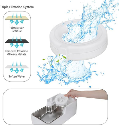 Sfozstra Automatic Dog Water Dispenser: 8L Large Gravity White Waterer with Stainless Steel Bowl - 100% BPA-Free - Suitable for Pet Owners Garden/Apartment