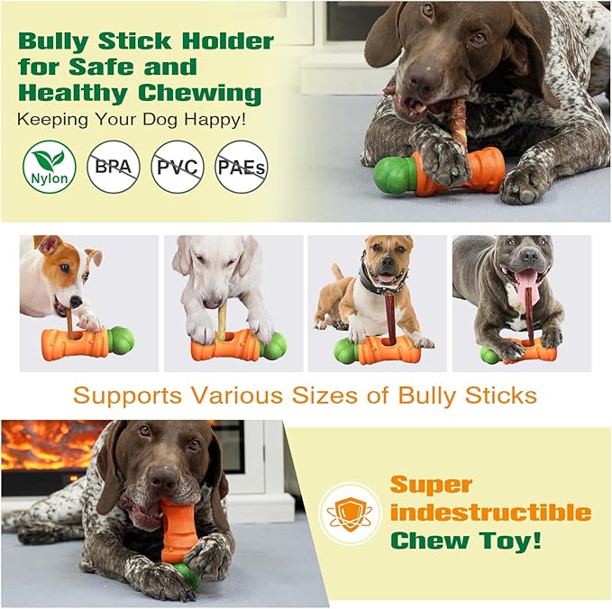 Bully Stick Holder for Dogs - Secure Chew Toy Prevents Choking & Swallowing Ends | Durable, Dishwasher Safe Dog Treat Keeper | Easy Grip Design for Safe Play