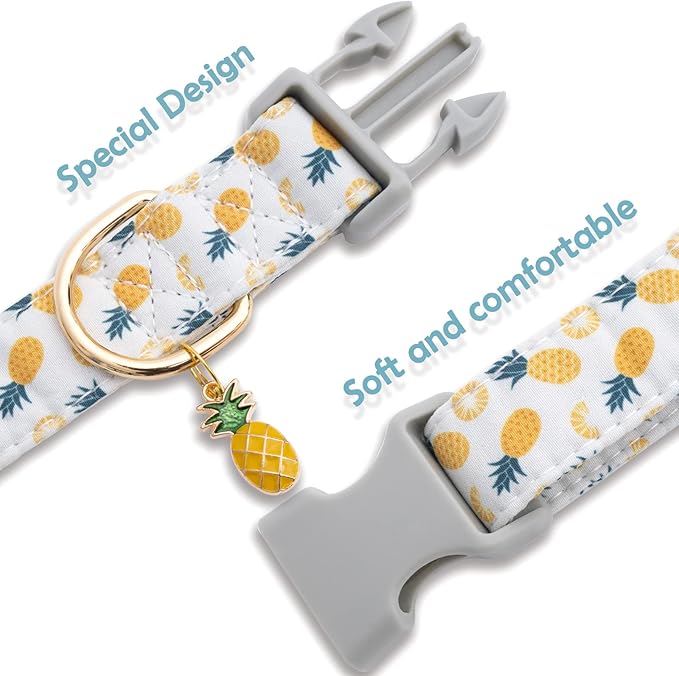 Faygarsle Cute Dog Collar for Girls Boy Dogs Soft Fancy Pet Collar with Pineapple Design Ideal Pink Summer Dog Collar for Small Medium Large Dogs M