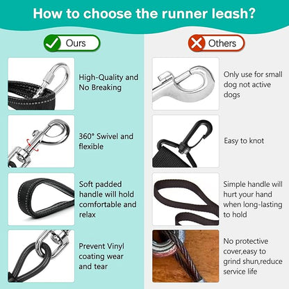 Long Dog Leash Chew Proof, Tie Out Cable for Dogs Heavy Duty 10/20/30/50 ft with Carabiner, Dog Leads for Yard for Medium Large Dogs, Dog Long Leashes with Padded Handle (Black, 50Ft)