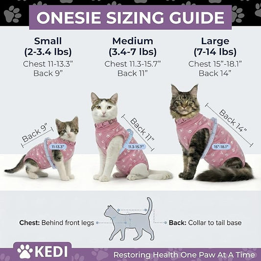 Kitten Recovery Suit Female, Kitten Onesie After Spay, Cat Surgery Suit Female After Surgery, Cone alternatives for Cats (Pink, Small)