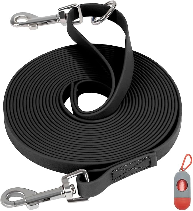 100FT Extra Long Waterproof Leash for Dogs Training, Long Dog Leash Heavy Duty Lead for Large Medium Small Dogs Outside Walking, Playing, Camping, or Yard(Black)
