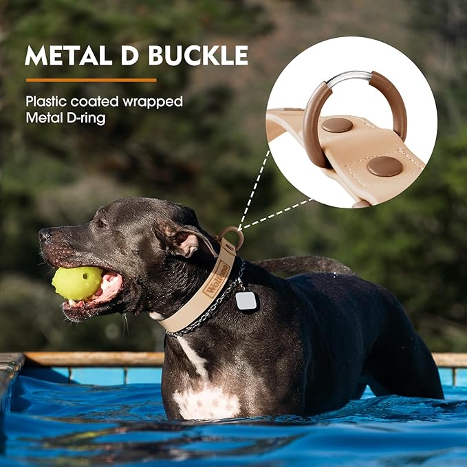 Wolfone Waterproof Dog Collar with Quick Release Buckle， Cute Adjustable Collar for Dogs Comfort Sturdy Durable Odor Proof Easy Care（Cookie Chocolate 46-70cm）