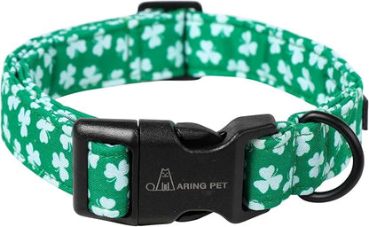 ARING PET St Patrick's Day Dog Collar, Cute Green Clovers Shamrock Pet Collars with Quick Release Buckle for Puppy Small Medium Large Boy Girl Dogs-S