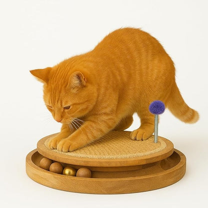 Interactive Cat Toy Natural Sisal Cat Scratcher Toys with Interactive Play Balls – Indoor Cat Scratch Pad for Furniture Protection, Exercise & Stress Relief