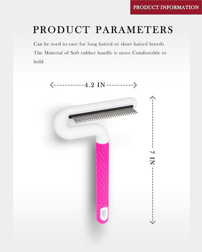 Pet Flea Comb for Dogs & Cats - Grooming Tool with Long & Short Steel Teeth, Safely Removes Tangles and Knots, Gentle Detangling Brush for Pet Hair (TG2044)