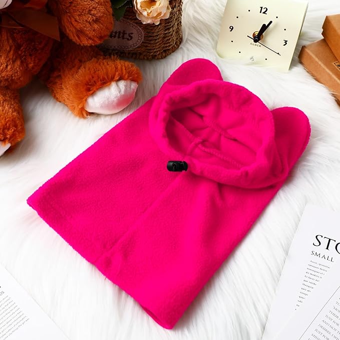 Clysee Winter Dog Hats Quiet Ears for Dogs Ear Muffs Pet Neck Warmer Scarf Hoodie Noise Protection Cover Beanie Head Wrap Costume for Pet Dog Cats(Rose Red,M)