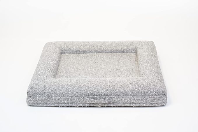 Bluewater Dog Luxury Boucle Orthopedic Memory Foam Dog Bed with Waterproof Liner and Machine Washable Cover with YKK Zippers (Medium, 37" L x 30" W x 6" Th, Sand)