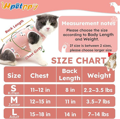 Hpetppy Cat Recovery Suit for Spay Abdominal Wounds, Breathable Cat Onesie for Cats After Surgery Female, Kitten Surgical Recovery Suit Female Cone of Shame Alternative for Cats Anti Licking