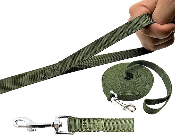 PETGOGO 15ft 20ft 30ft 40ft 50ft Long Dog/Puppy Lead Obedience Recall Training Dog Leashes for Small Medium Dogs Camping, Training, Play, or Backyard (Green, 1" x 40FT)