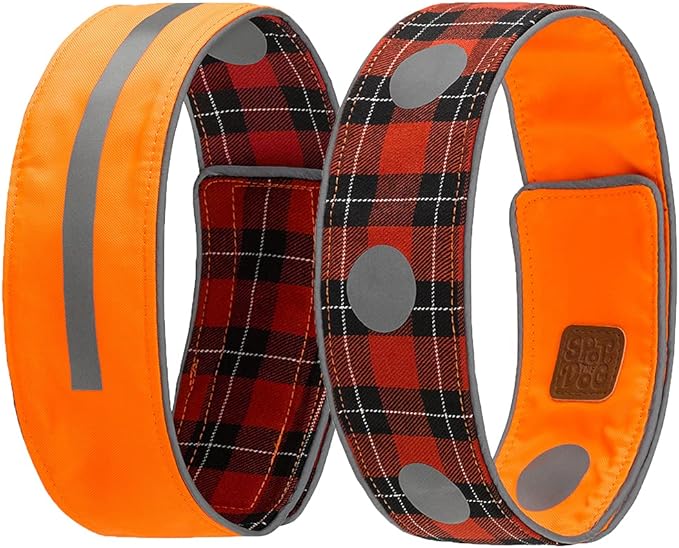 SPOT THE DOG! Reflective Dog Collar - Adjustable Pet Collars, Safe, Durable, Comfortable Dog Walking Accessories for Small Dog, Hunting Dog, Puppy, Boy, Girl Dog Collars (Blaze Orange, Red Plaid, S)
