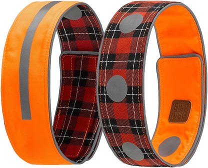SPOT THE DOG! Reflective Dog Collar - Adjustable Pet Collars, Safe, Durable, Comfortable Dog Walking Accessories for Small Dog, Hunting Dog, Puppy, Boy, Girl Dog Collars (Blaze Orange, Red Plaid, S)