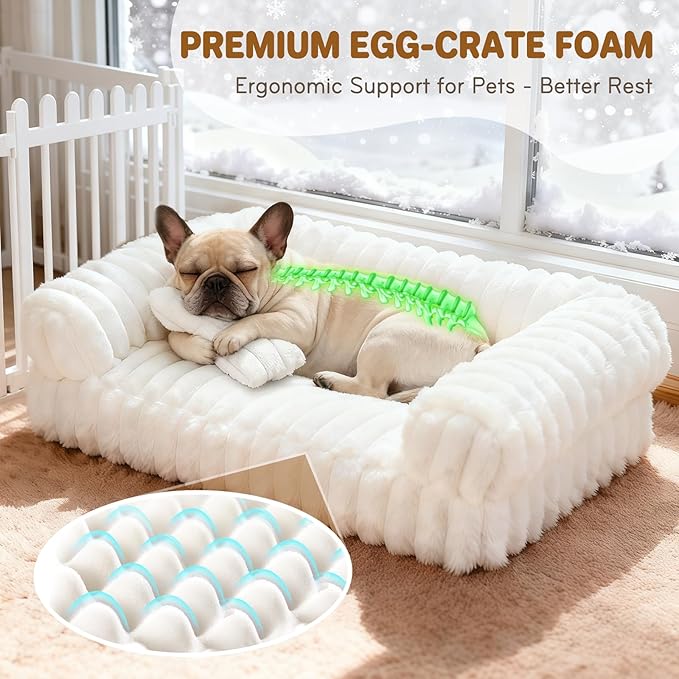 QOKO Cat Bed, Cat Beds for Indoor Cats, Winter Self Warming Pet Sofa Bed, Washable Medium Pet Bed for Puppy and Small to Large Kitten with Anti-Slip Bottom, Fits Up to 65lbs Pets