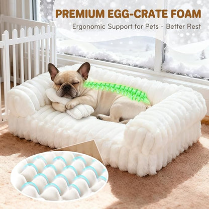QOKO Cat Bed, Cat Beds for Indoor Cats, Winter Self Warming Pet Sofa Bed, Washable Medium Pet Bed for Puppy and Small to Large Kitten with Anti-Slip Bottom, Fits Up to 65lbs Pets
