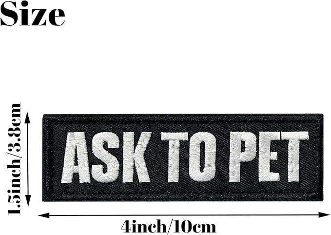 TACVEL 2 Pieces Ask to Pet Dog Patches with Hook Backing for Service Animal Vests, Harnesses