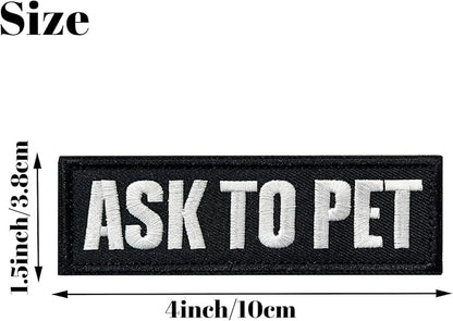TACVEL 2 Pieces Ask to Pet Dog Patches with Hook Backing for Service Animal Vests, Harnesses
