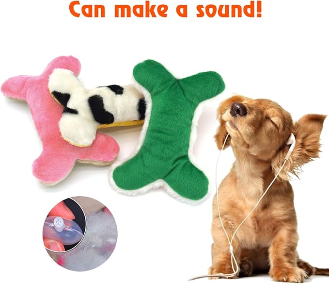 JKW Squeaky Plush Dog Toy Set, 3 Pack Interactive Pet Toys, Chew Toys for Small Medium Large Dogs (Bone 3 Pack)