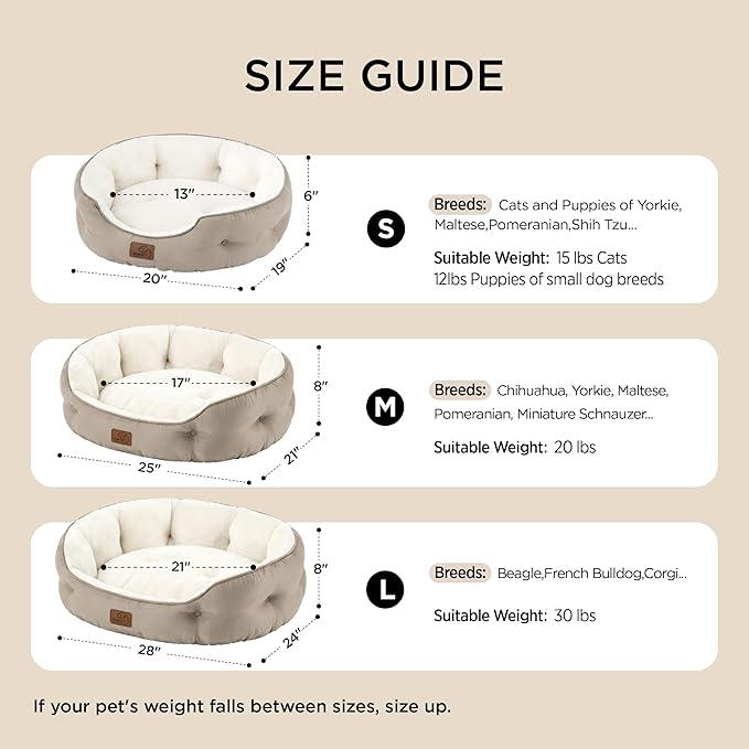 Bedsure Dog Beds for Small Dogs - Round Cat Beds for Indoor Cats, Washable Pet Bed for Puppy and Kitten with Slip-Resistant Bottom, 25 Inches, Green