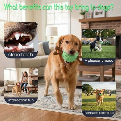 sidaeren Dog Toys,Hybrid Dog Chew Toy for Aggressive Chewers, 2-in-1 Durable Wood-Plastic Bone & TPR Spike Ball, Natural Wood Scent, Integrated Safe Design for 20-100 lbs Medium Large Breeds