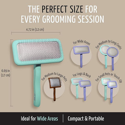 Tauro Pro Line Dog Brush for Shedding - Poodle, Goldendoodle or Labradoodle Hair & Large Breeds - Slicker Brush for Dogs & Cat Grooming, Flexible Cushion & Non-Slip Grip (Size L - Mint)