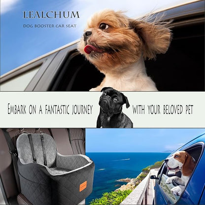 Lealchum Dog Booster Car Seat for Small/Medium Dogs,Soft Puppy Portable Car Seat with Elevated Cushion,Fits in Front/Back Seat,Fully Detachable and Washable,Easy to Install (Pink, Medium)